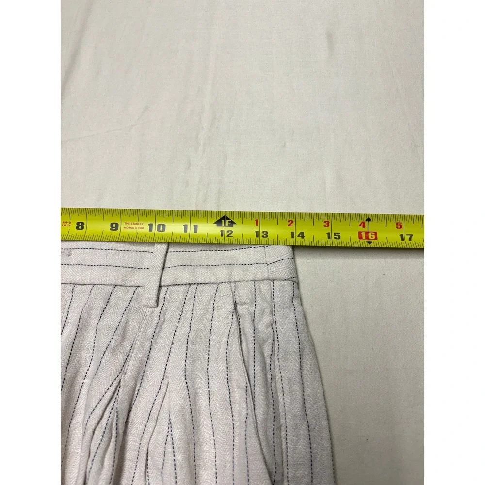 Banana Republic‎ Linen Herringbone Pinstripe Pleated Trousers Womens 2 W27 L24